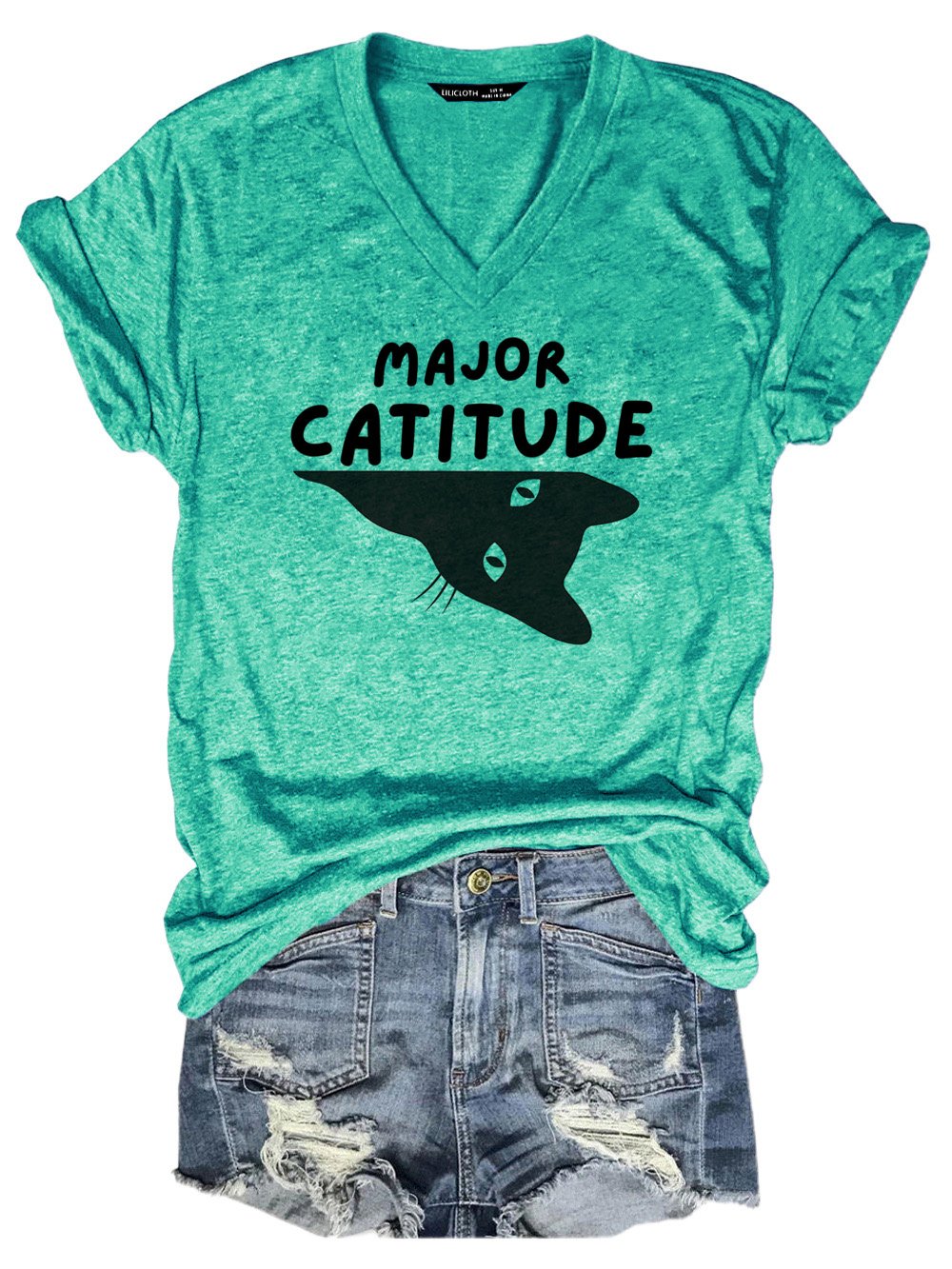 Lilicloth x Kat8lyst Major Catitude Women's Casual T-Shirt