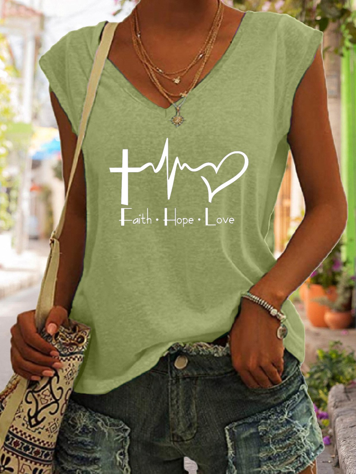 Faith Hope Love V-neck Tank Top