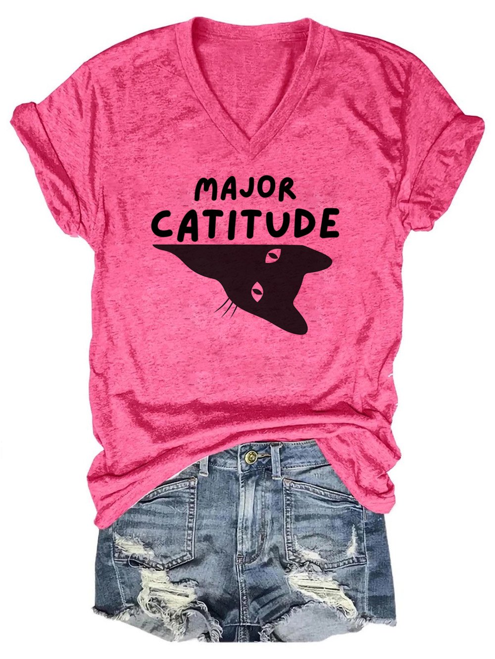 Lilicloth x Kat8lyst Major Catitude Women's Casual T-Shirt