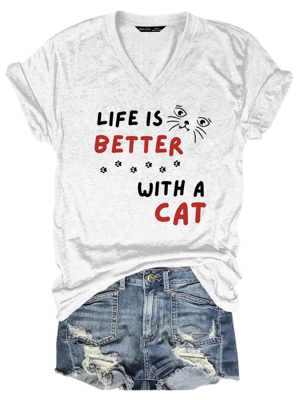 Lilicloth x Kat8lyst Life Is Better With A Cat Women's Casual Fit T-Shirt