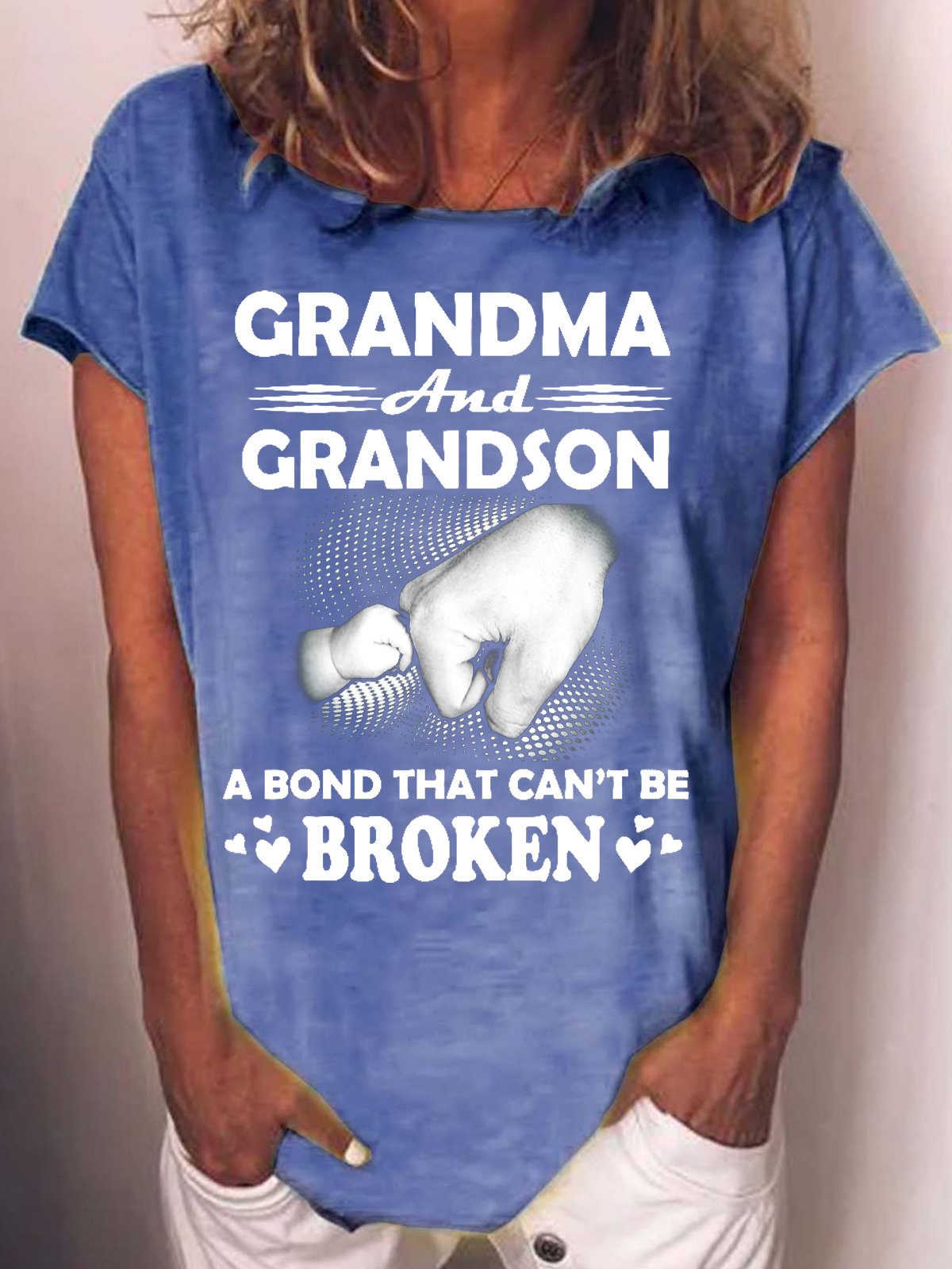 Womens Grandma And Grandson A Bond That Cant Be Broken Cotton-Blend Crew Neck T-Shirt