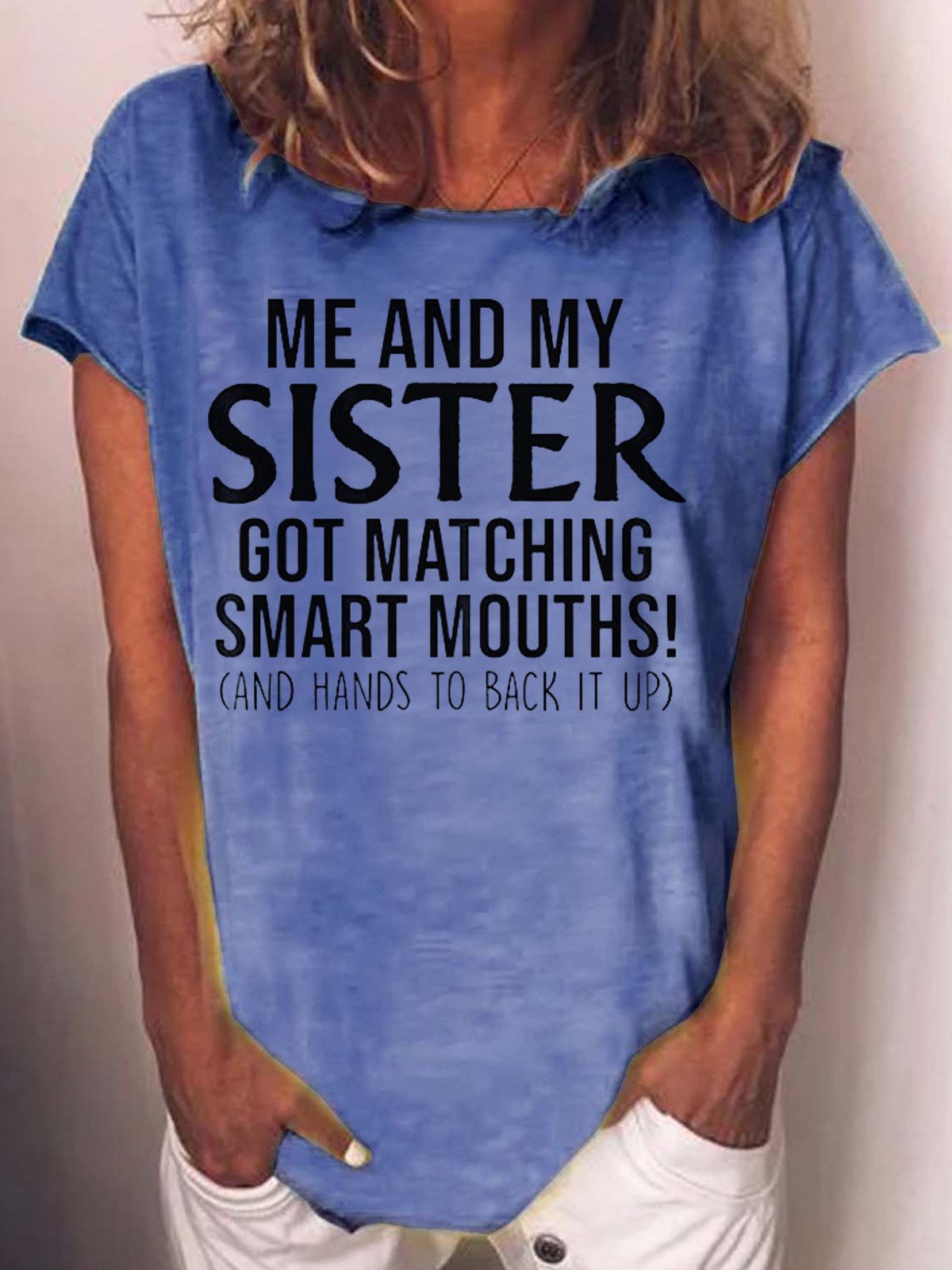 Womens Funny Sister Letter Casual  T-Shirt