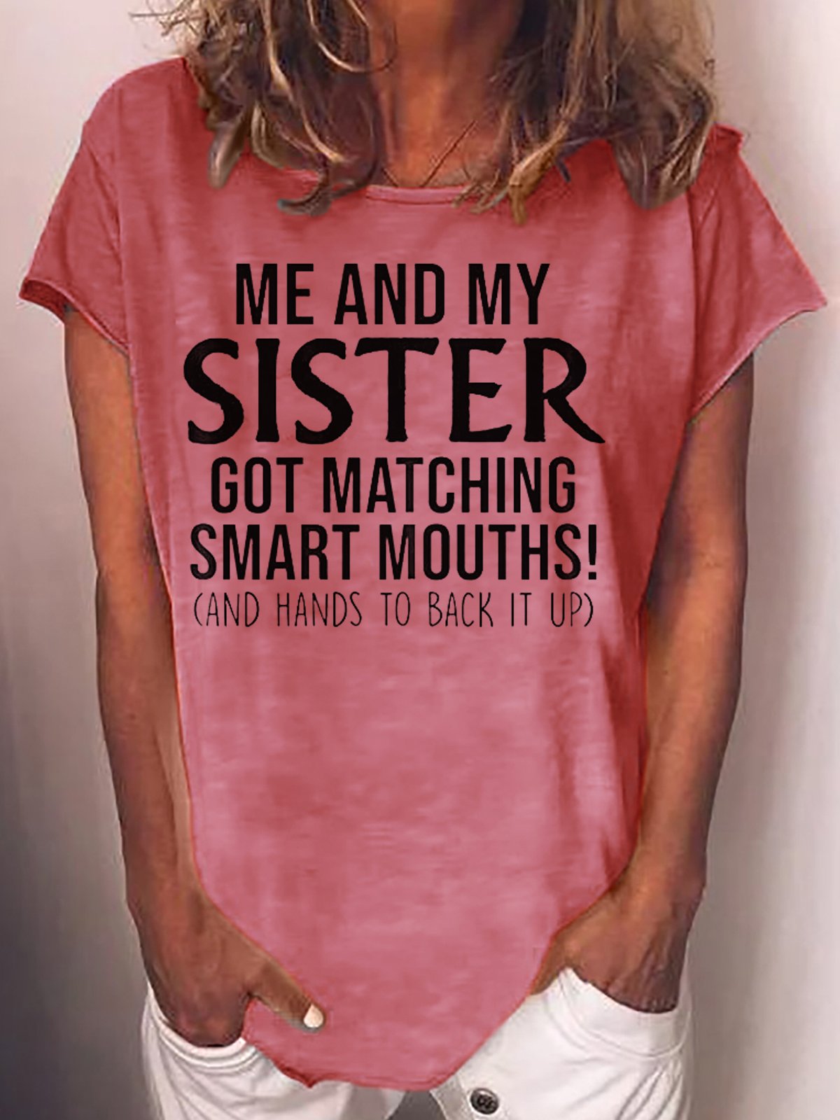 Womens Funny Sister Letter Casual  T-Shirt