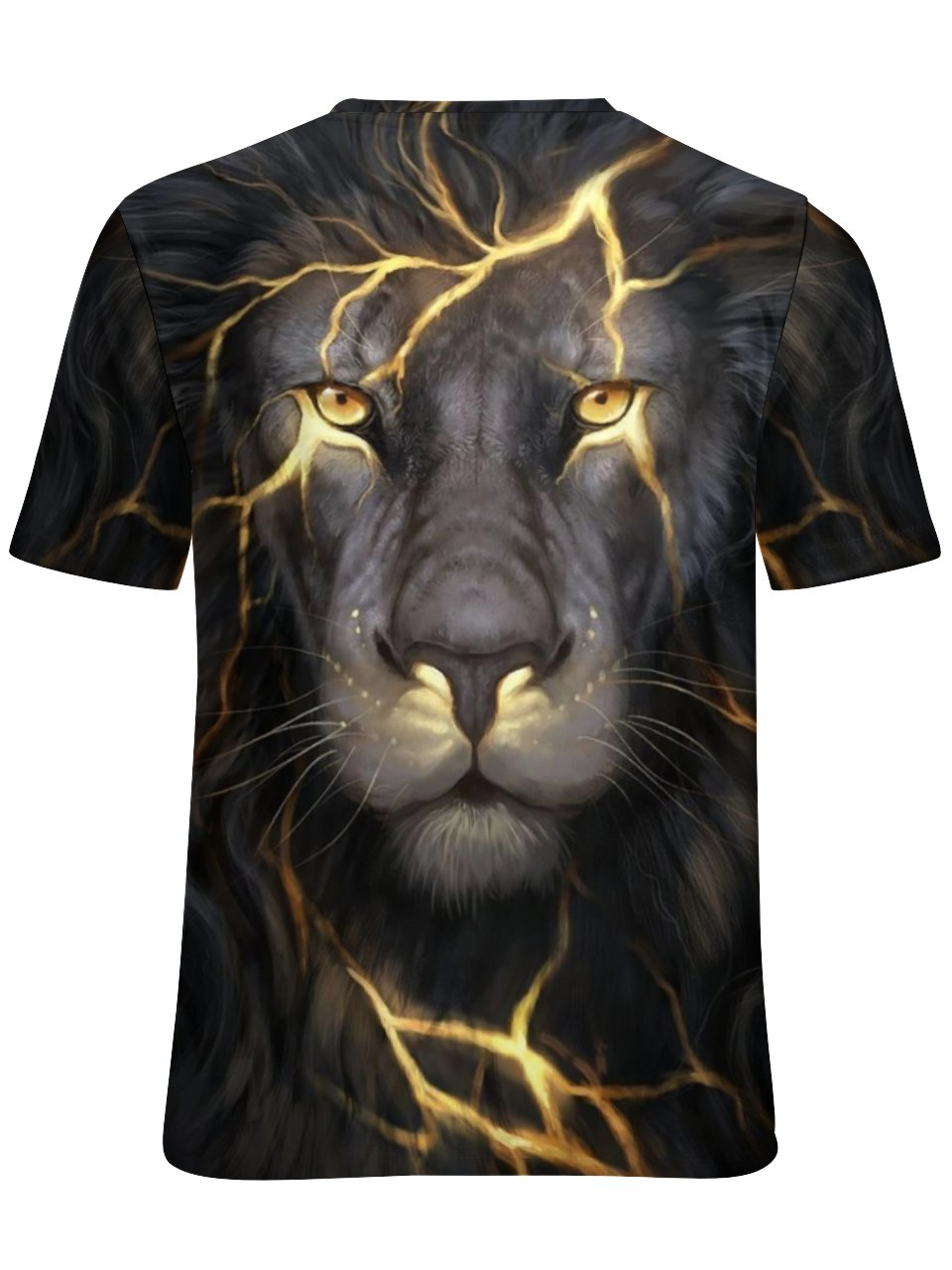 Men Abstract Art Lions Loose Casual Crew Neck T-Shirt