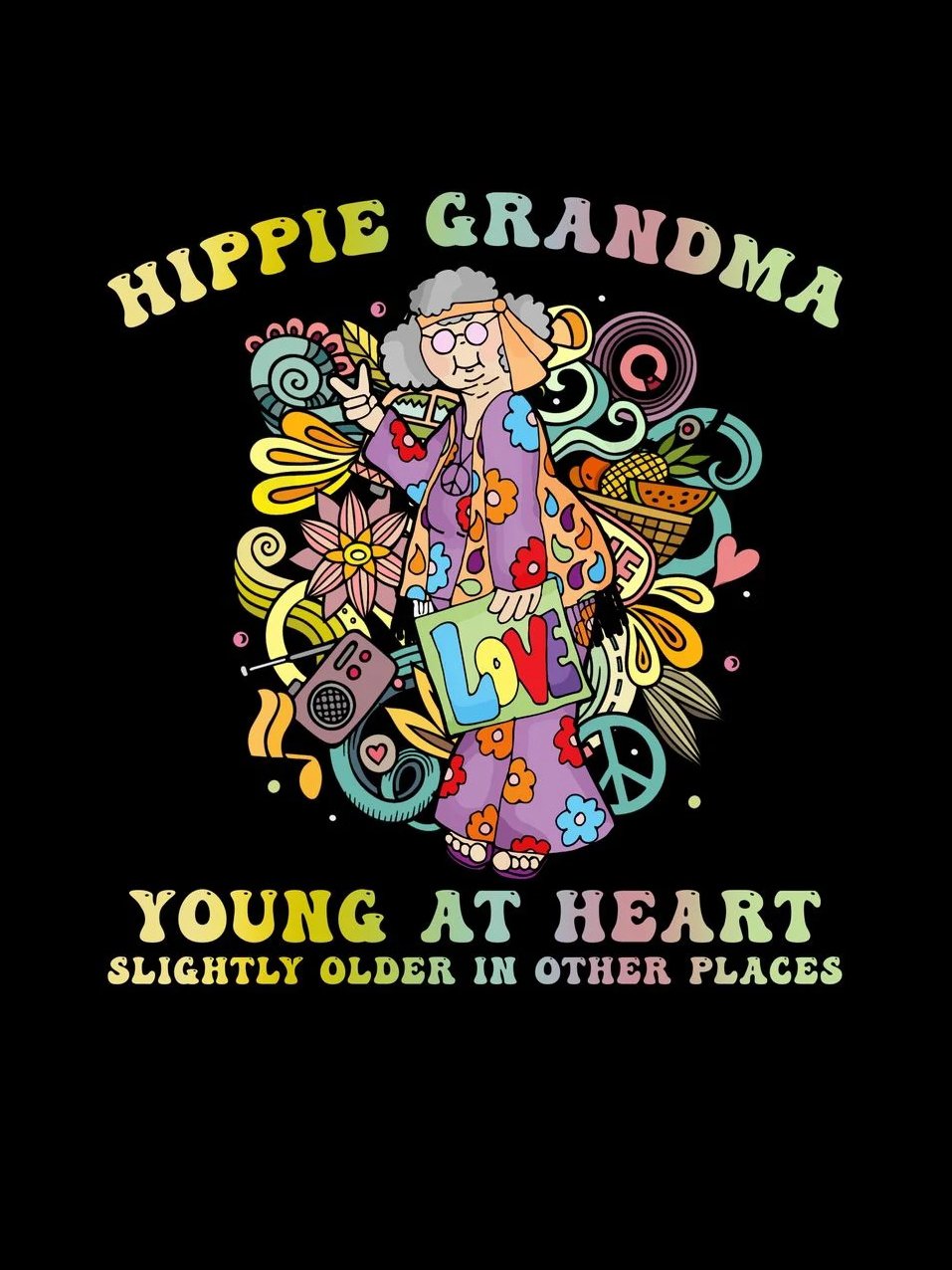 Hippie Grandma Funny V-neck T-shirt