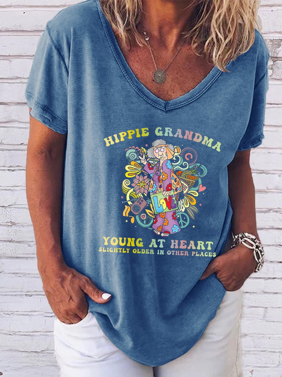 Hippie Grandma Funny V-neck T-shirt