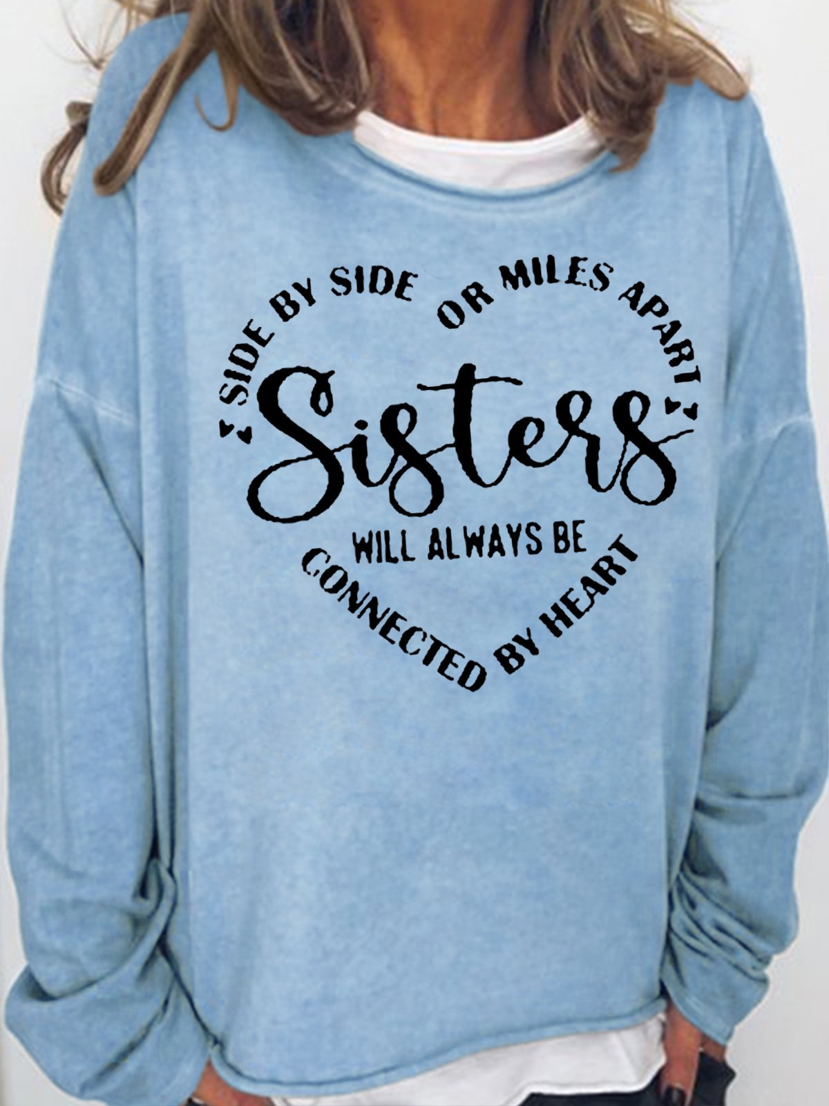 Womens Funny Sister Letter Casual Sweatshirt