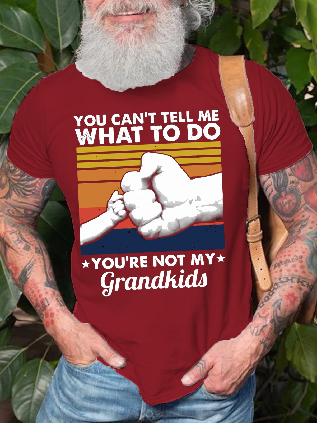 Mens You Can't Tell Me What To Do You're Not My Grandkids Cotton Crew Neck T-Shirt