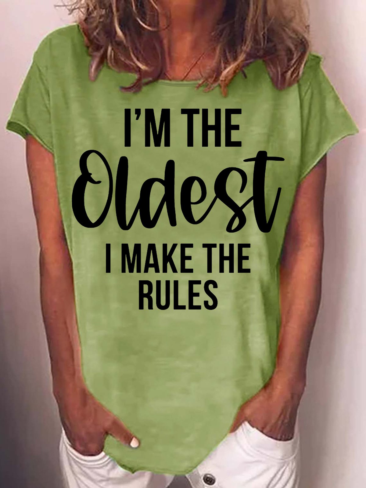 Womens Funny Oldest Sister Loose Crew Neck T-Shirt