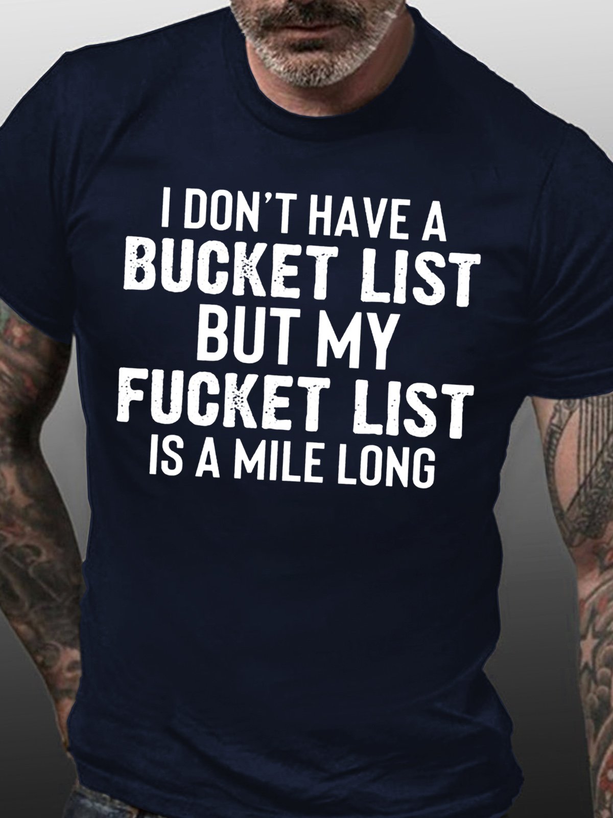 Men's Funny Letter Crew Neck Cotton T-shirt