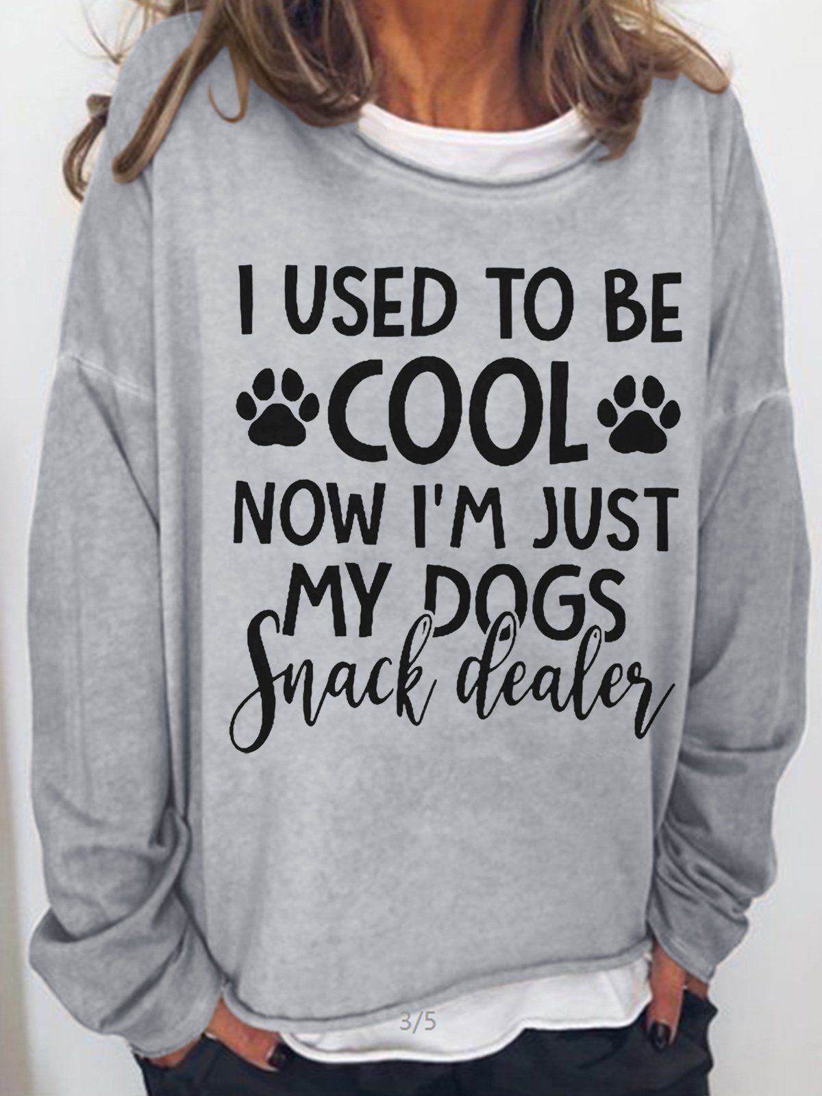 Womens Funny Dog Lover Letter Print Crew Neck Casual Sweatshirt