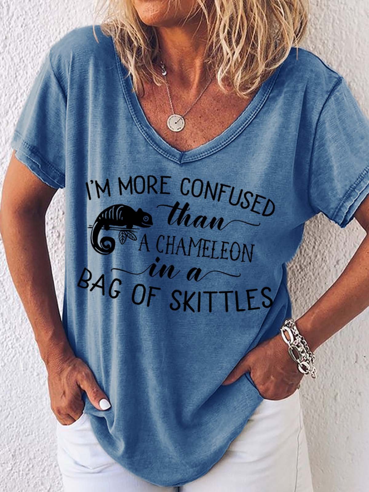 Women Chameleon Letter Printing Cotton-Blend Casual T-Shirt