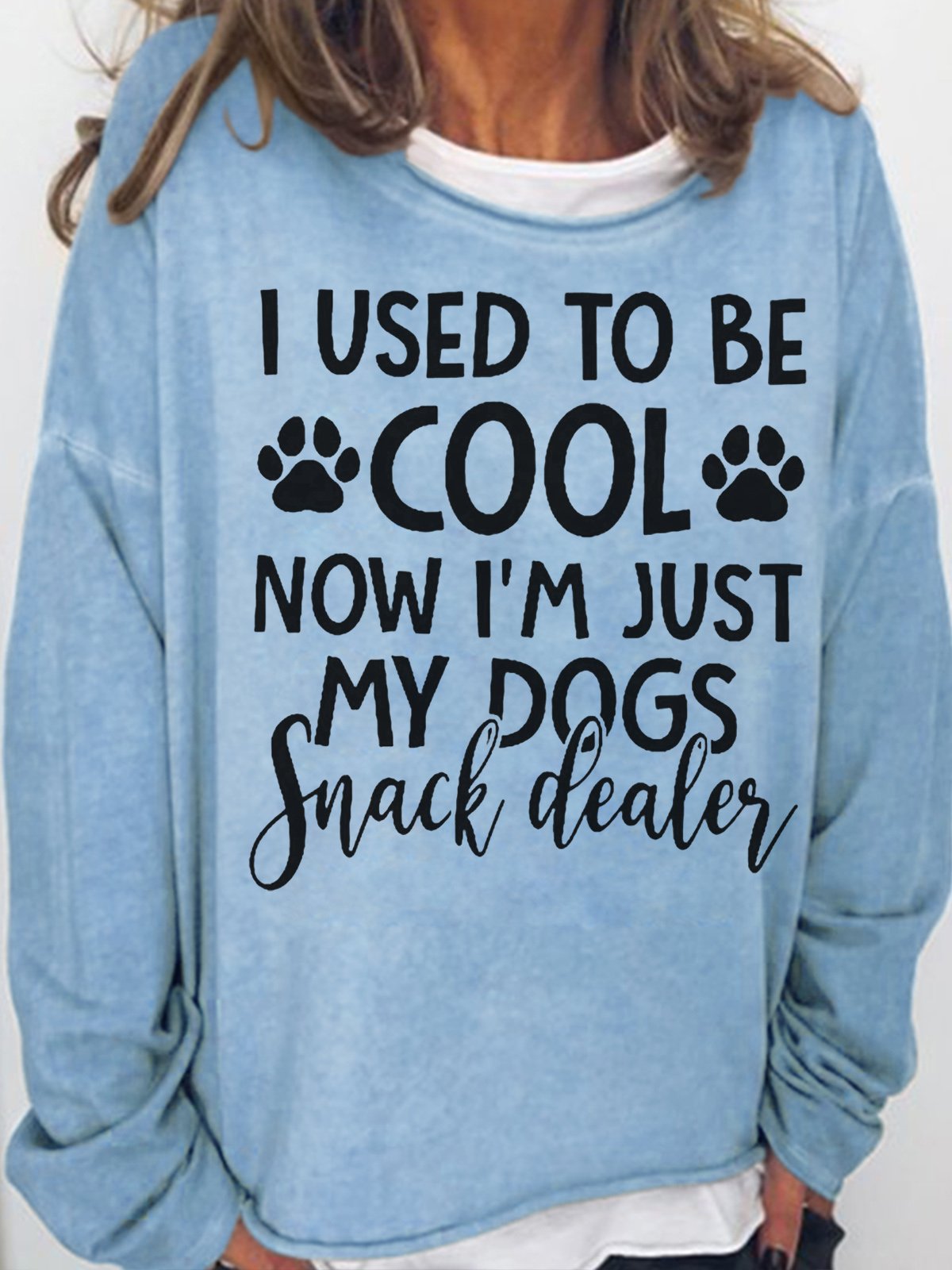 Womens Funny Dog Lover Letter Print Crew Neck Casual Sweatshirt