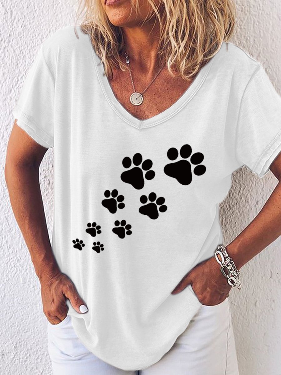 Cat's Footprint Women's Casual T-Shirt