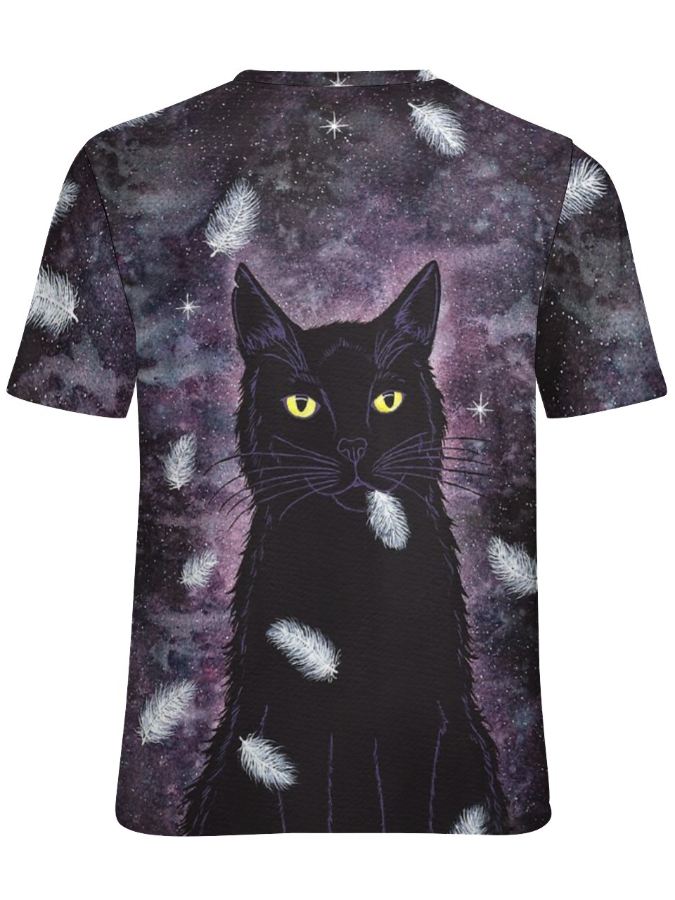 omen Funny Black Cat in the Night Loose Simple T-Shirt