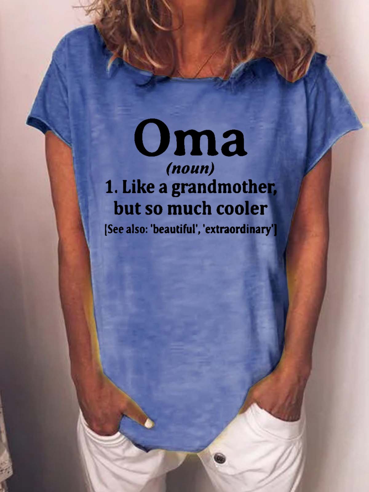 Women Funny Oma Grandmother Crew Neck T-Shirt
