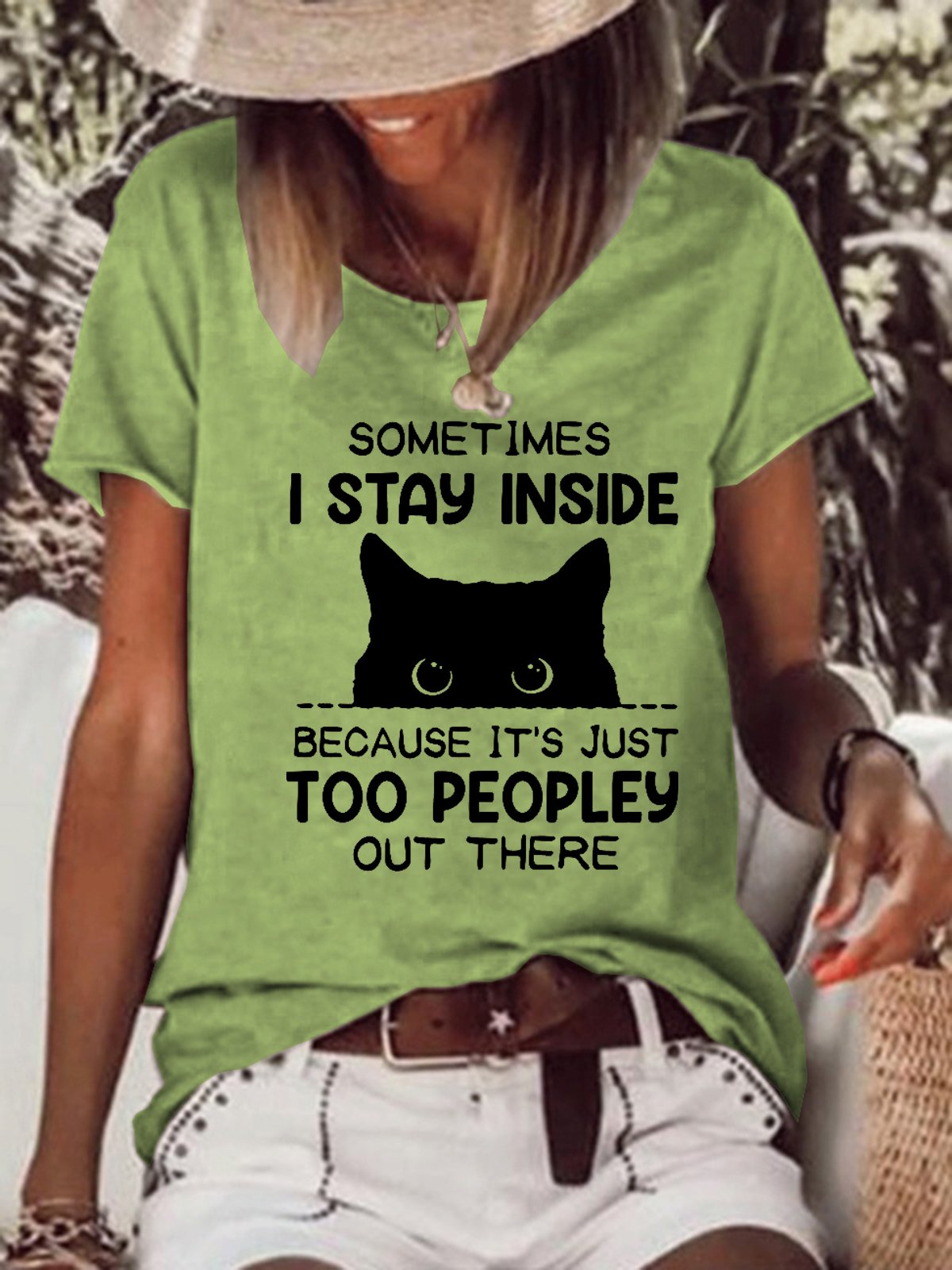 Funny Sometimes I Stay Inside Because It's Just Too People Out There Cotton-Blend T-Shirt