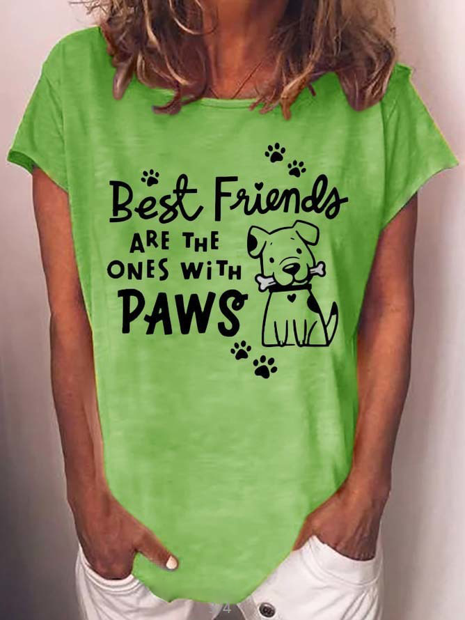 Funny dog ​​print round neck short sleeve T-shirt