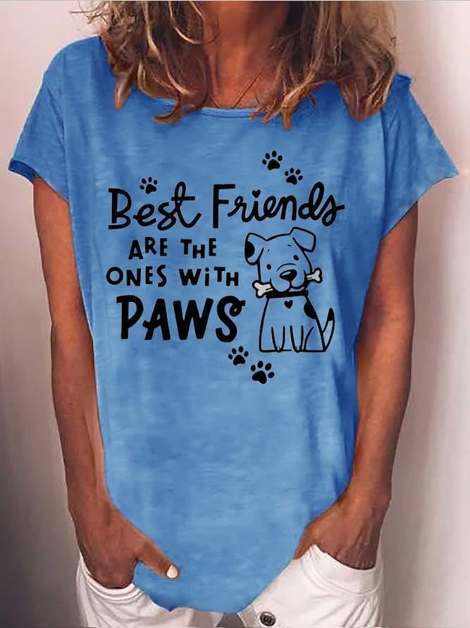 Funny dog ​​print round neck short sleeve T-shirt