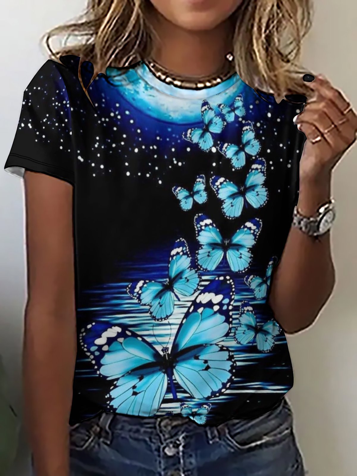 Women Butterfly Loose Simple T-Shirt