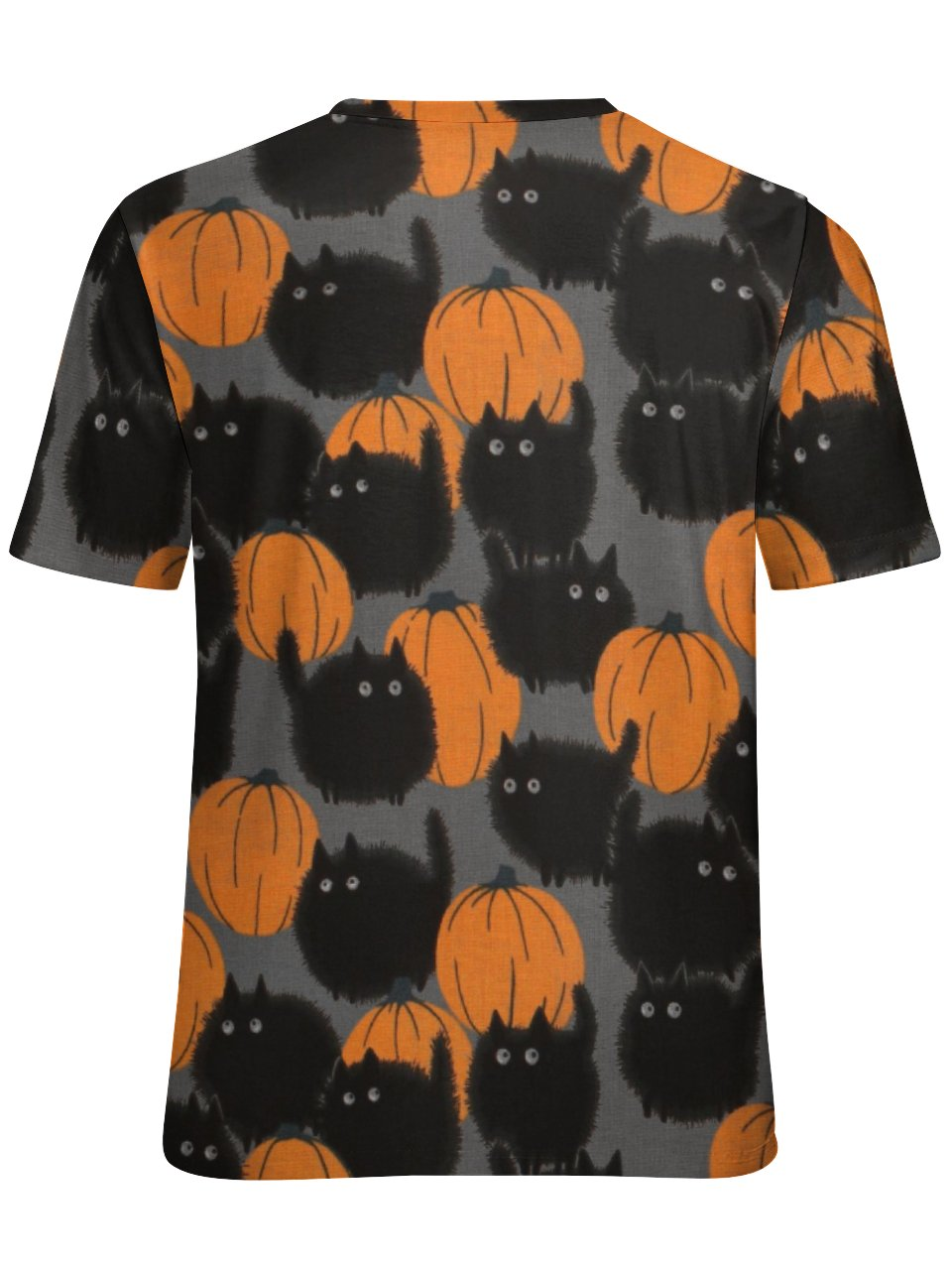 Women Funny Black Cat Pumpkin Simple Animal T-Shirt