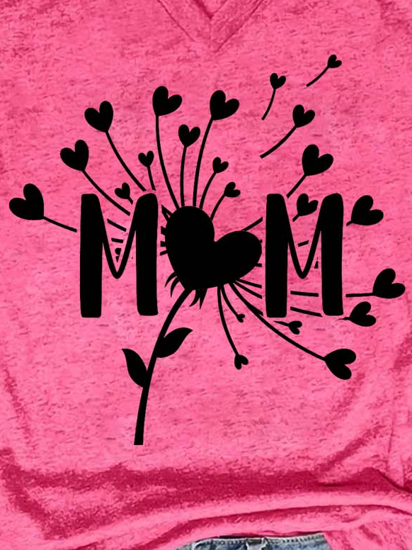 Women Mom Love Tree Cotton-Blend Regular Fit Heart/Cordate T-Shirt