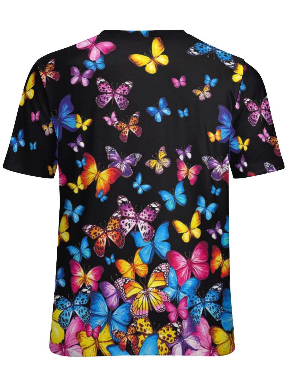 Womens Butterfly Print Casual Crew Neck T-Shirt