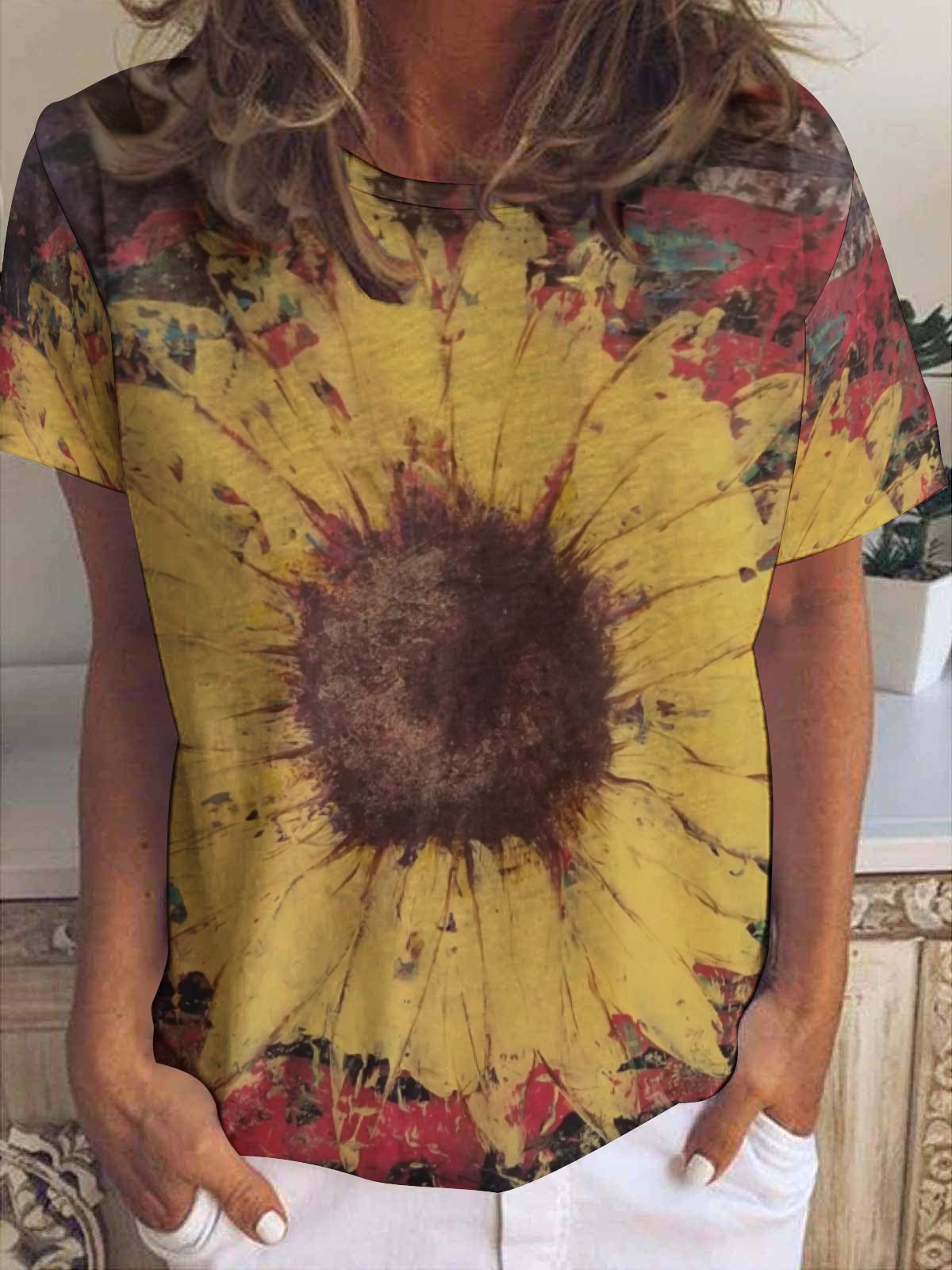 Lilicloth X Kat8lyst Sunflower Crew Neck Women's T-Shirt