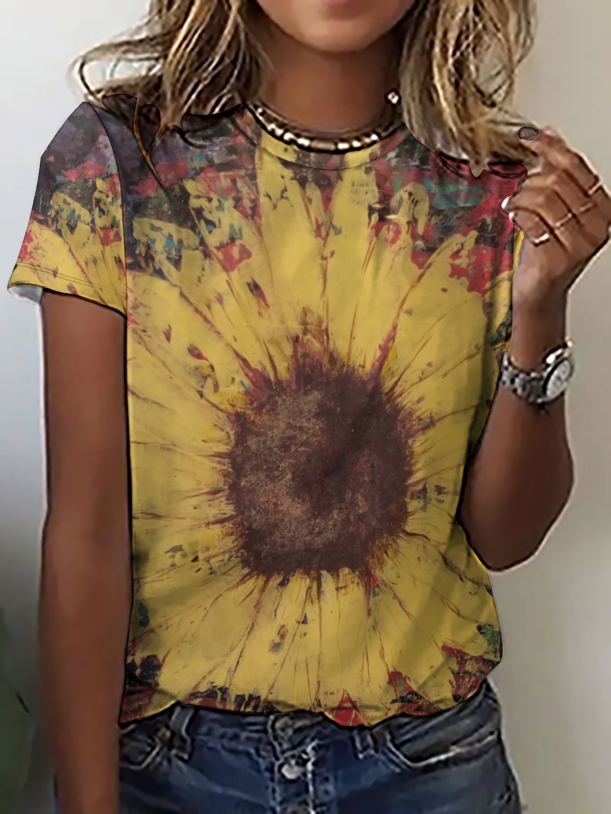 Lilicloth X Kat8lyst Sunflower Crew Neck Women's T-Shirt