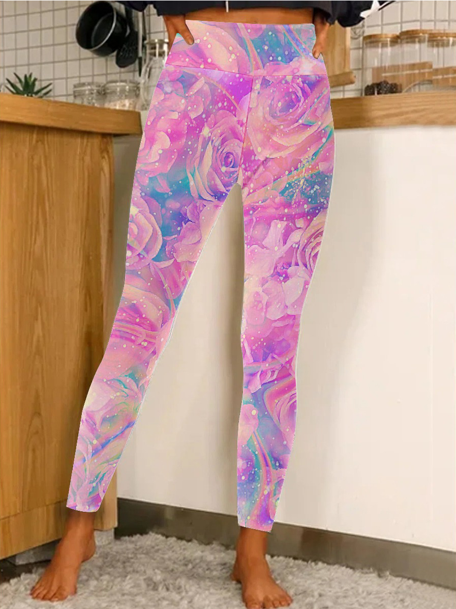 Women Wonderful Plant Regular Fit Floral Leggings