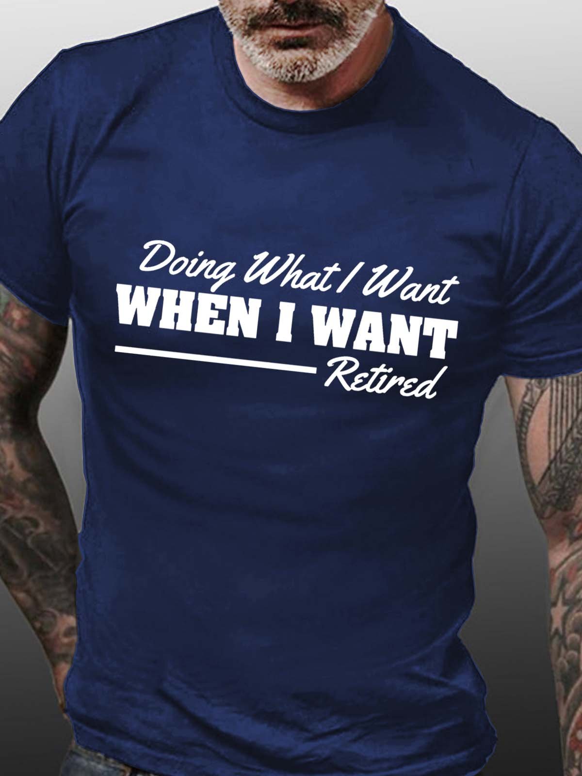 Men Retired Letters Cotton T-Shirt