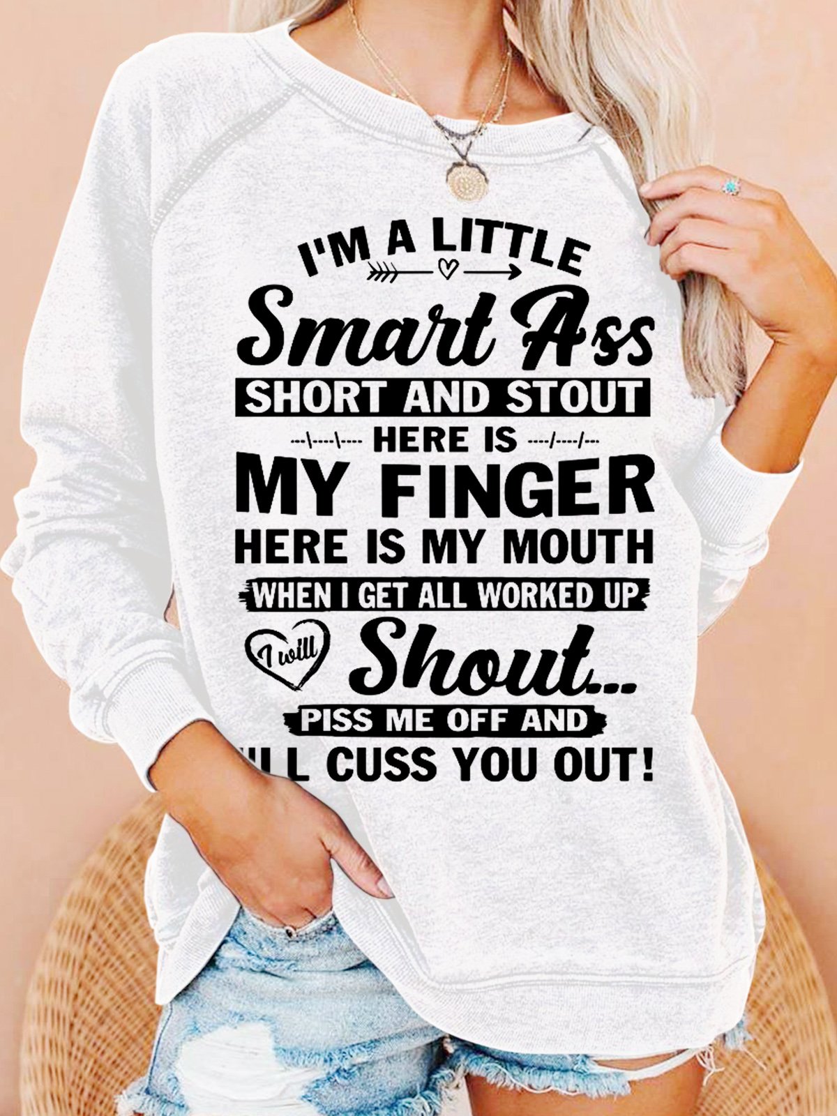 Womens I'm A Little Smart Ass Short and Stout Cute Funny Sarcastic Sweatshirts