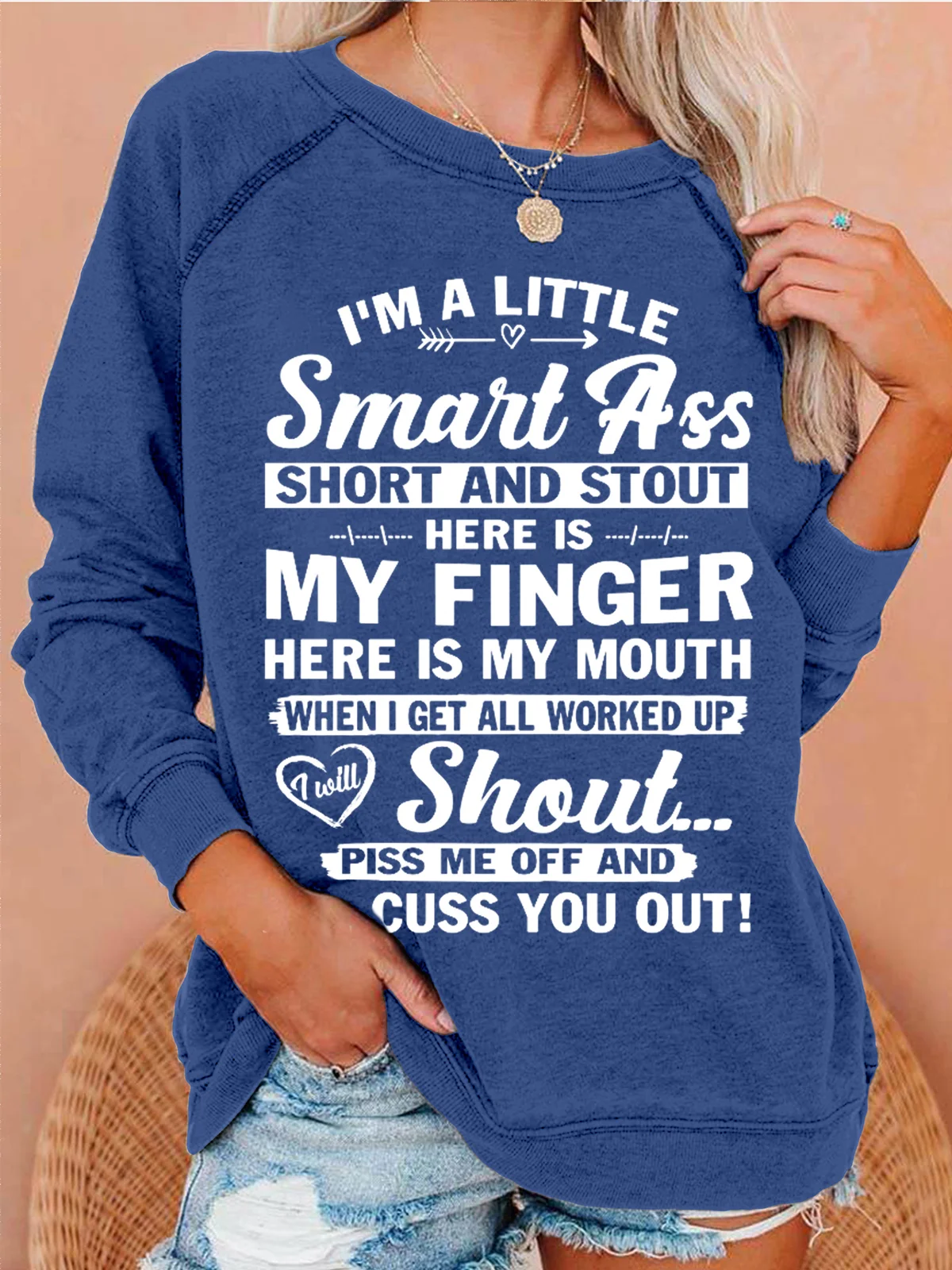 Womens I'm A Little Smart Ass Short and Stout Cute Funny Sarcastic Sweatshirts