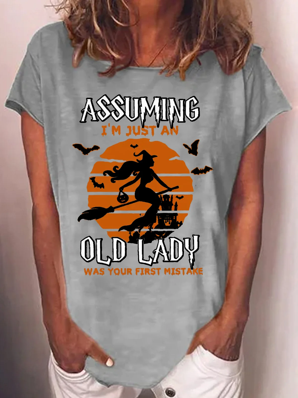 Womens Assuming I'm Just An Old Lady Was Your First Mistake Letters T-Shirt