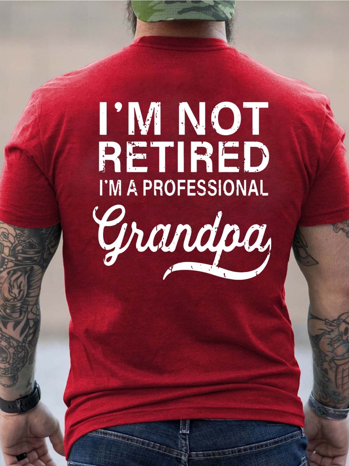 Men Retired Professional Grandpa Family Loose T-Shirt