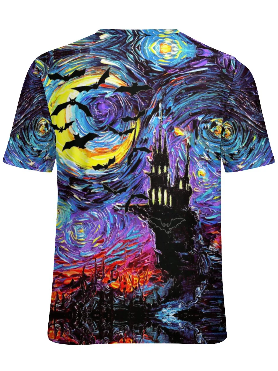 Women Abstract Halloween Oil Painting Print Short Sleeve T-Shirt