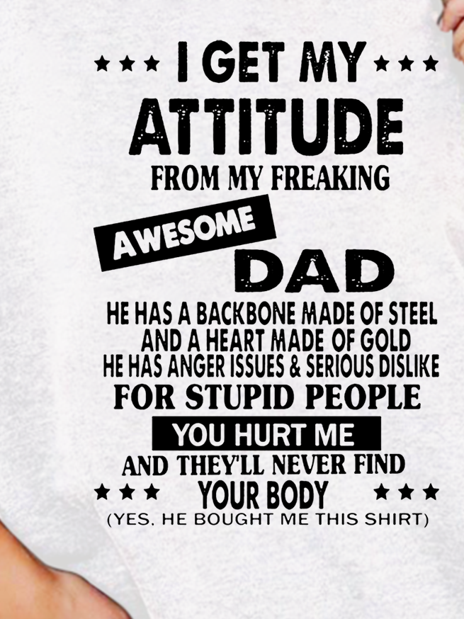 Men My Attitude Dad Love Letters Cotton Crew Neck Casual Sweatshirt