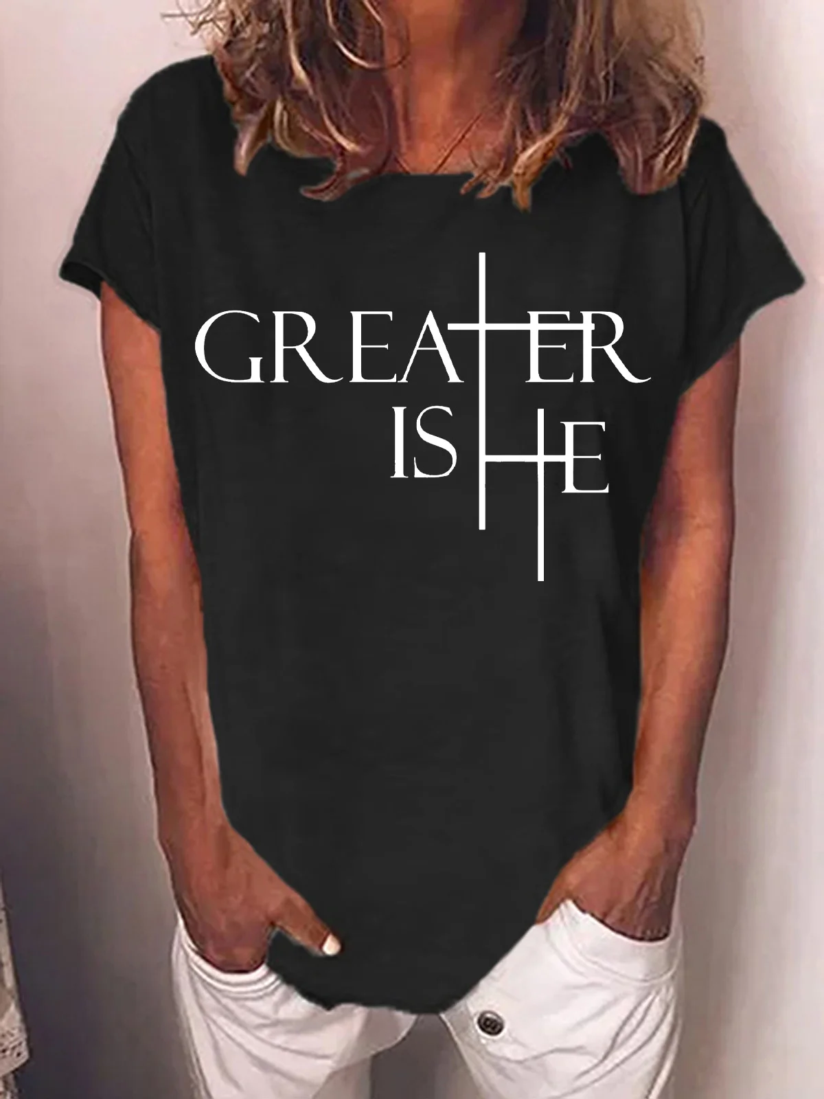 Greater Is He Cross Women's T-Shirt