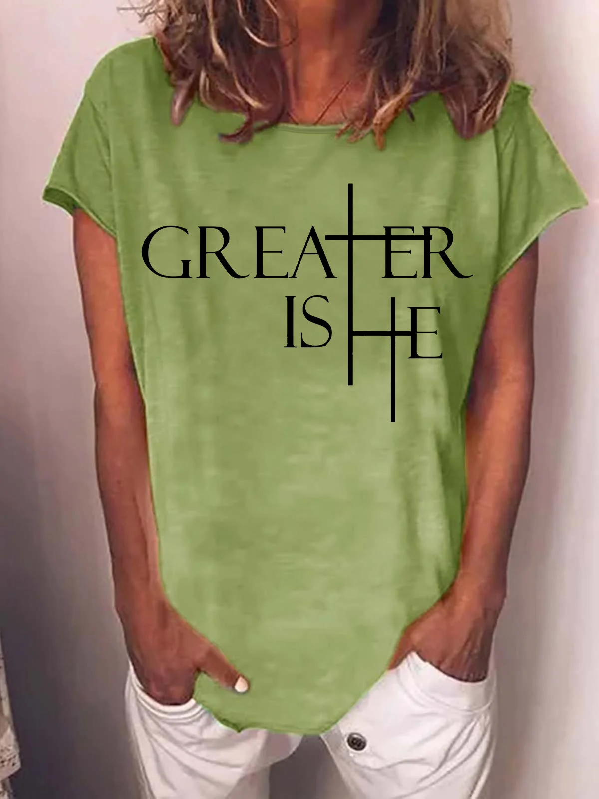 Greater Is He Cross Women's T-Shirt