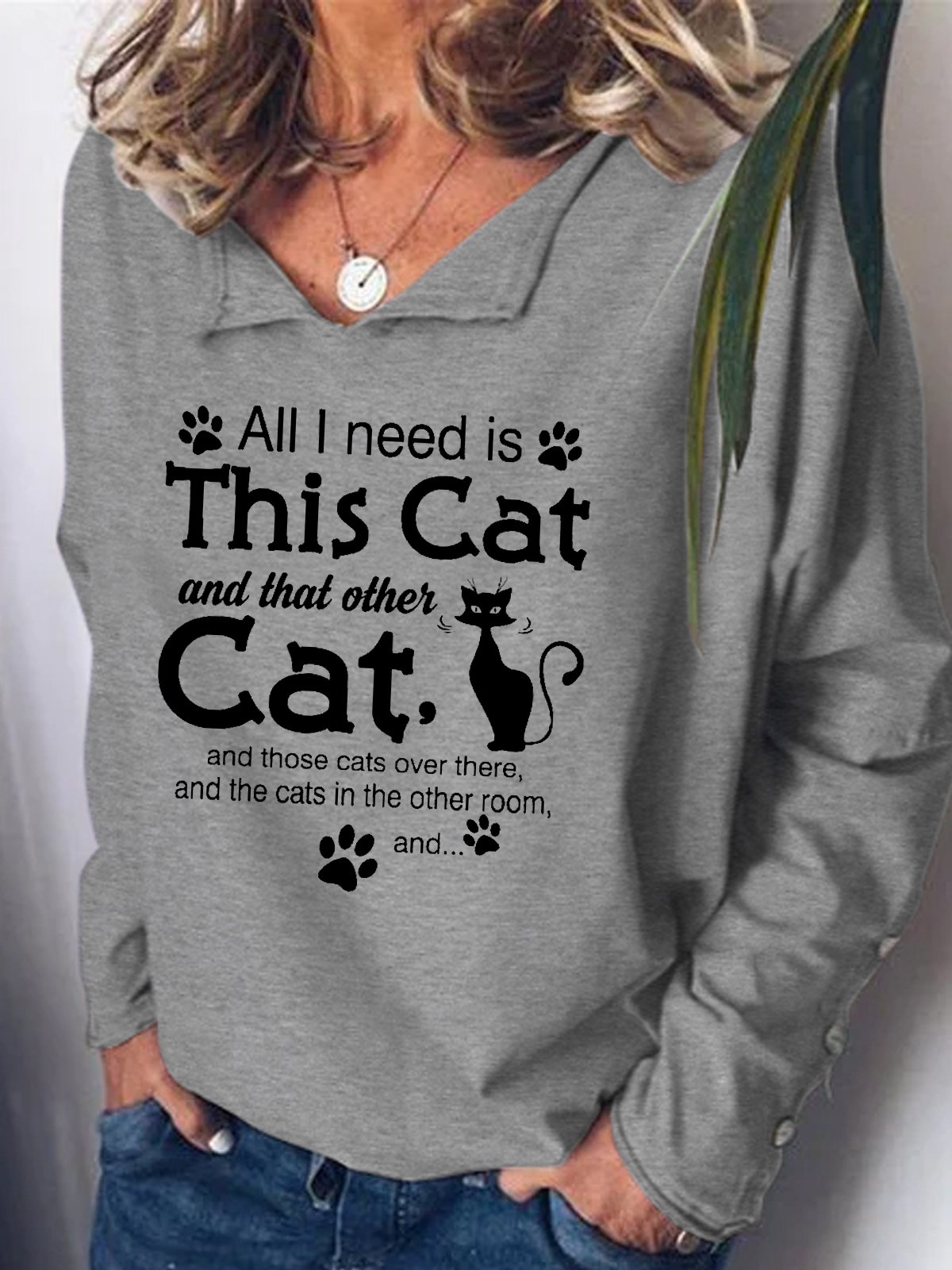 Womens Cat Lover Casual Sweatshirt