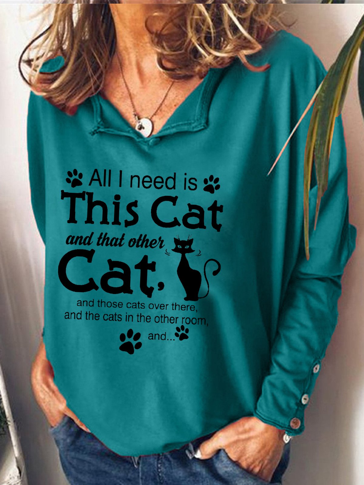 Womens Cat Lover Casual Sweatshirt