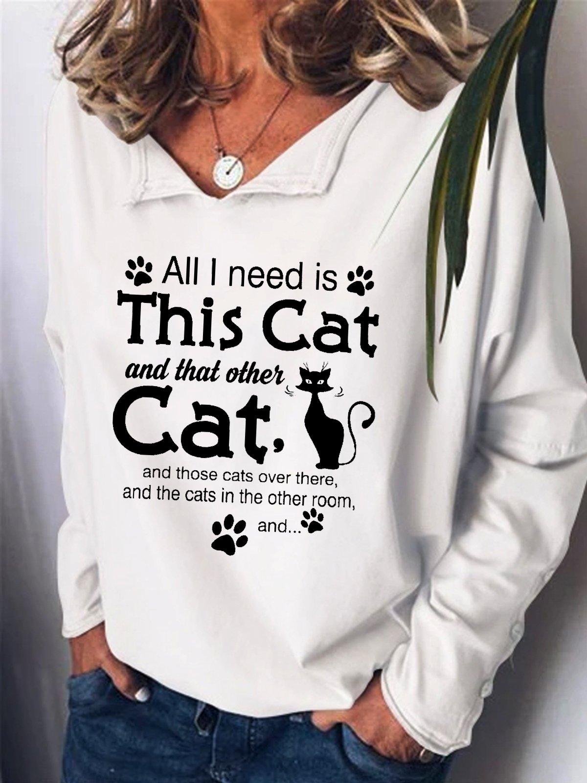 Womens Cat Lover Casual Sweatshirt