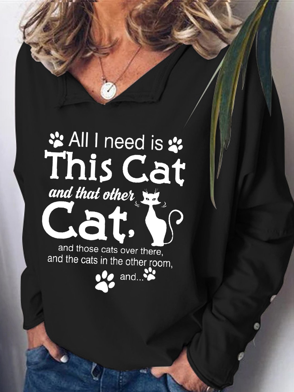 Womens Cat Lover Casual Sweatshirt