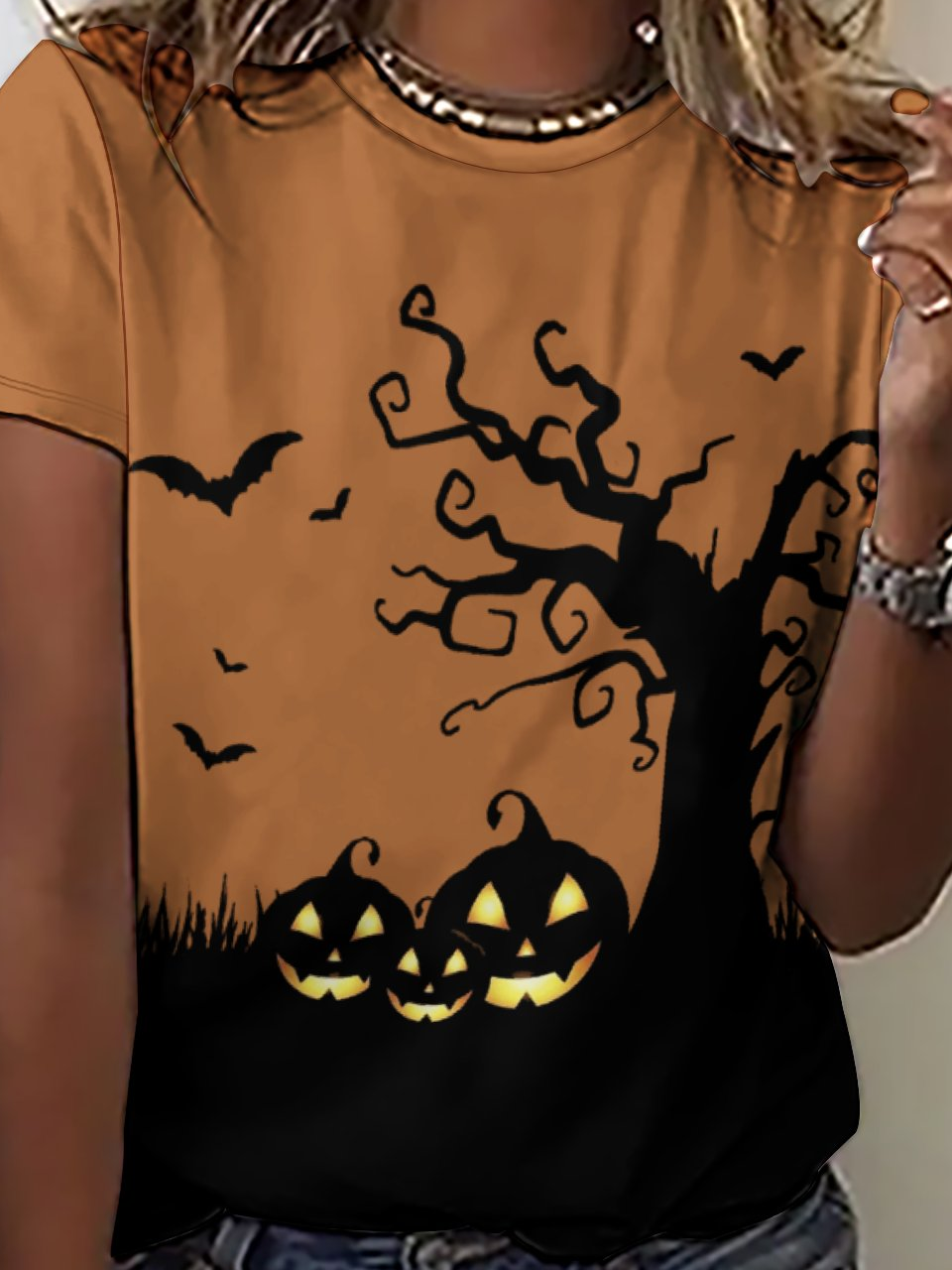 Womens Halloween Crew Neck T-Shirt