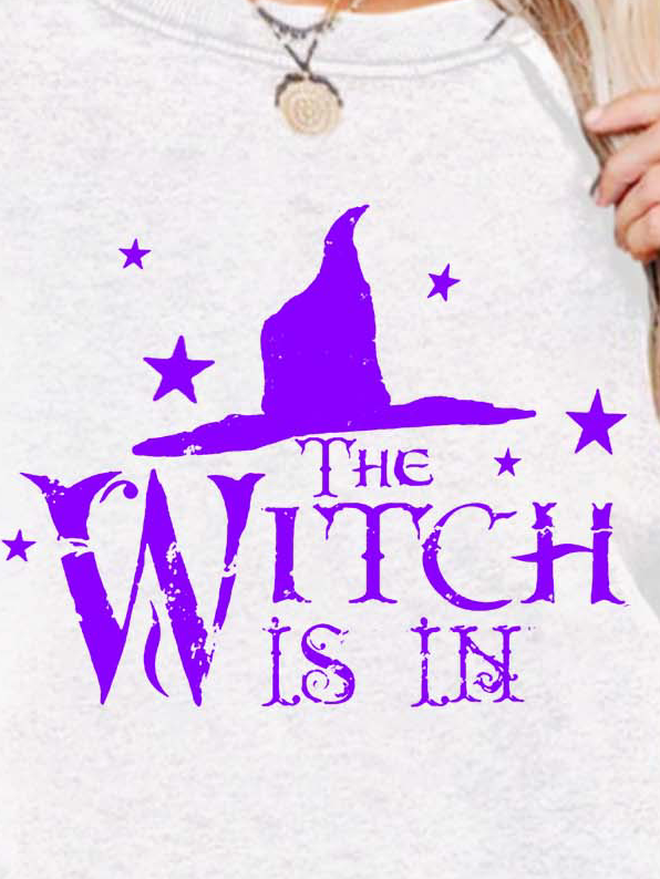 Women Witch Is In Halloween Crew Neck Casual Cotton Sweatshirts