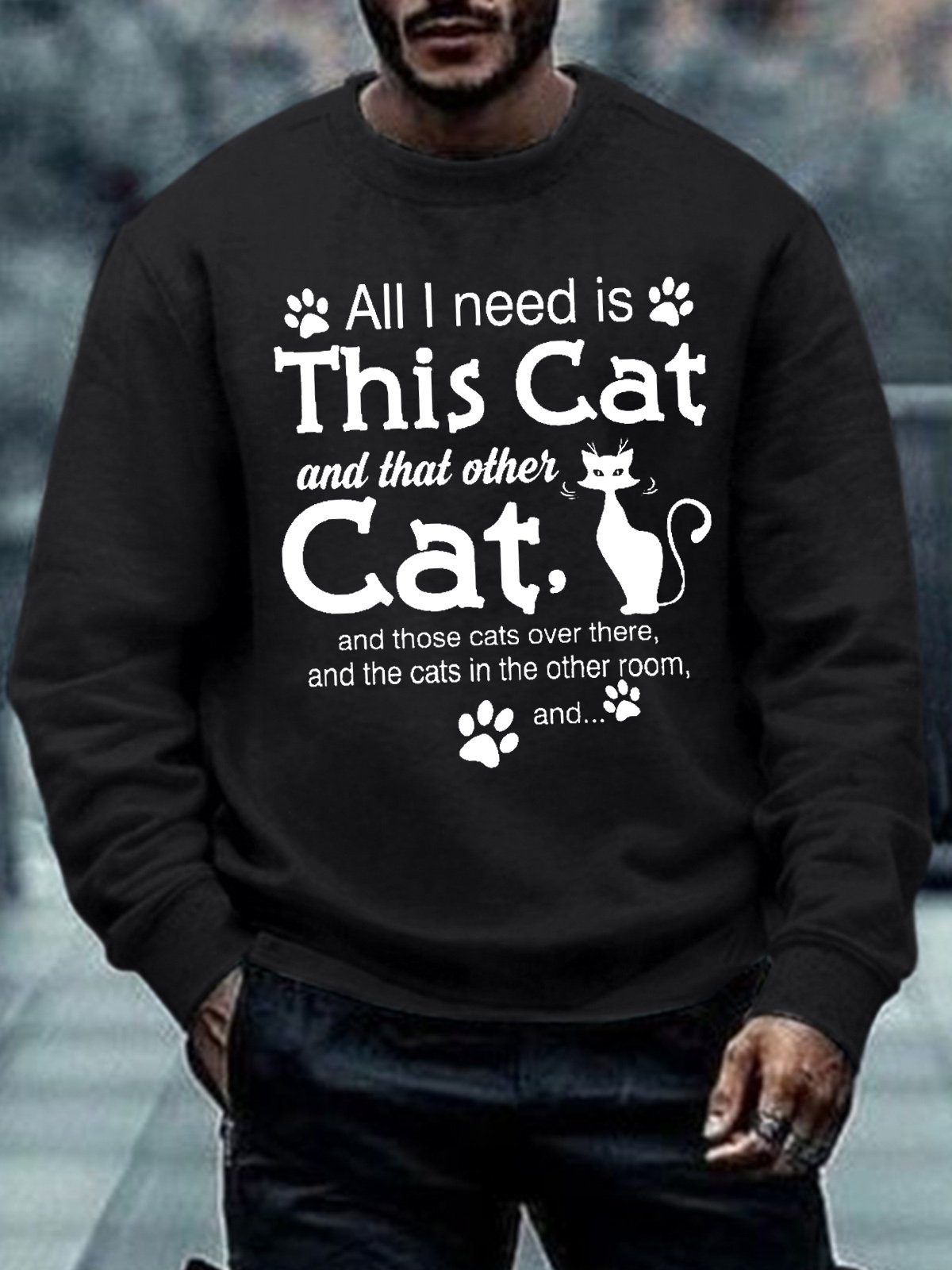 Mens Cat lover Letters Sweatshirt