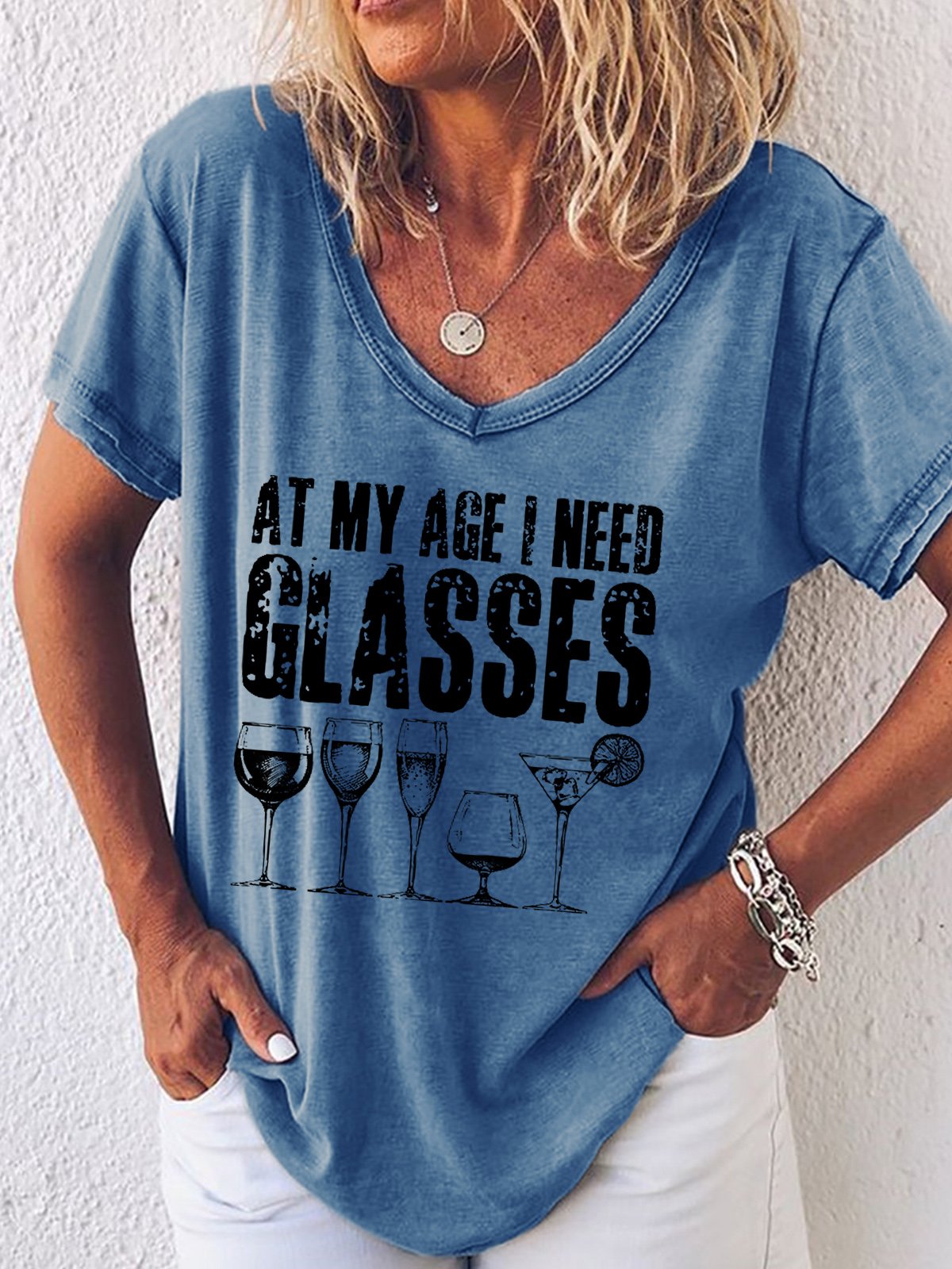 Womens At My Age I Need Glasses Casual T-Shirt