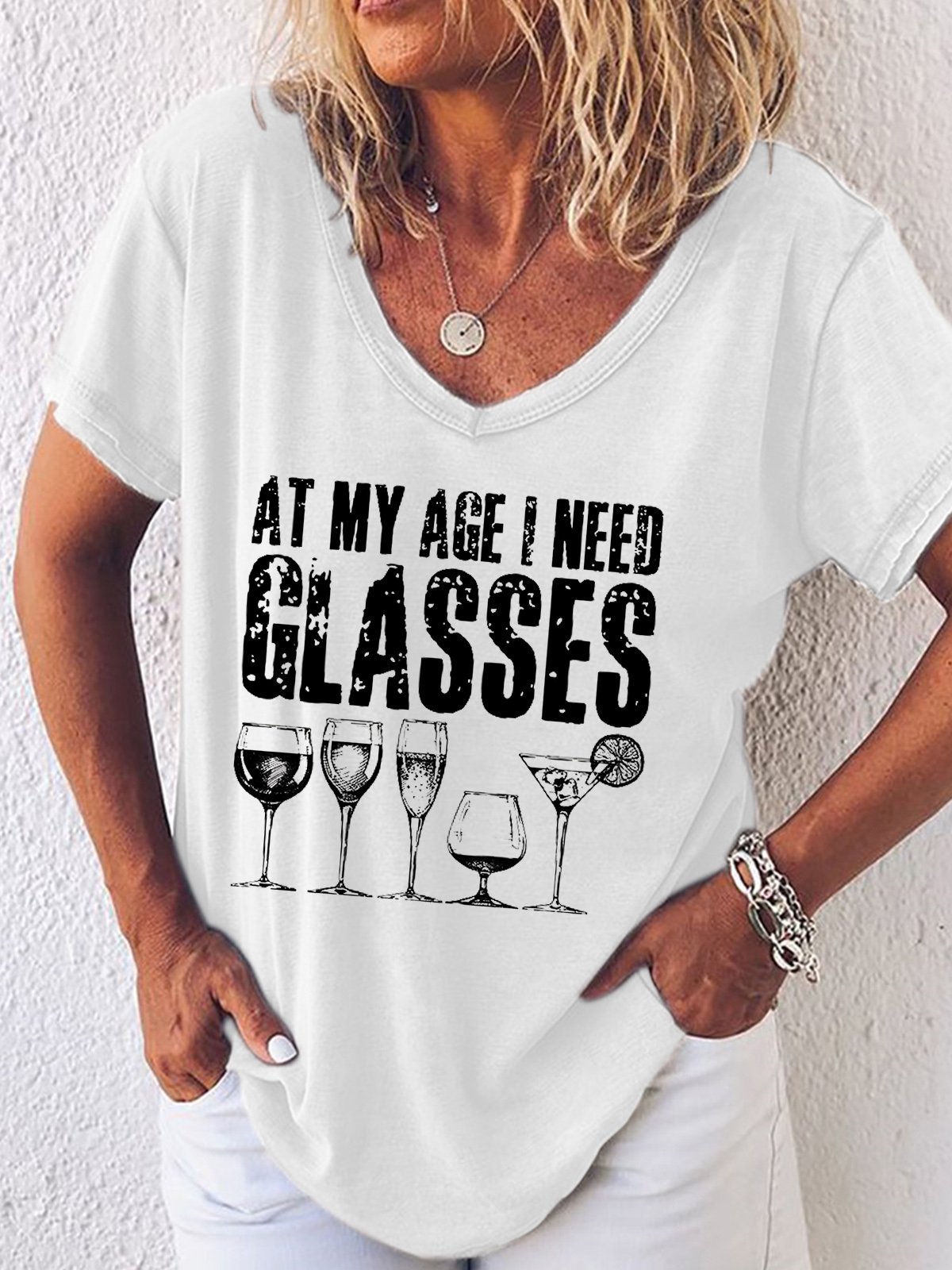 Womens At My Age I Need Glasses Casual T-Shirt