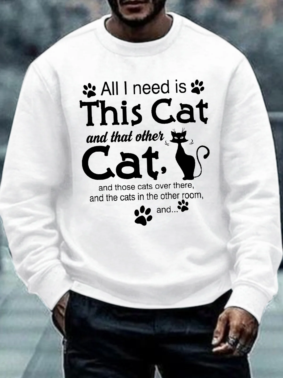 Mens Cat lover Letters Sweatshirt