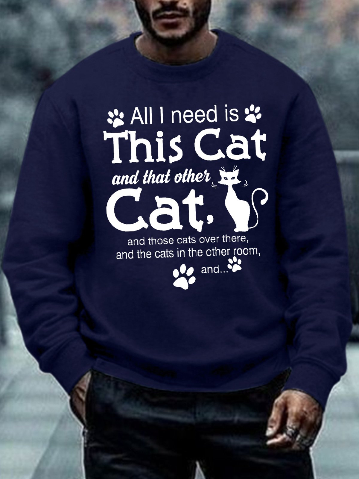 Mens Cat lover Letters Sweatshirt